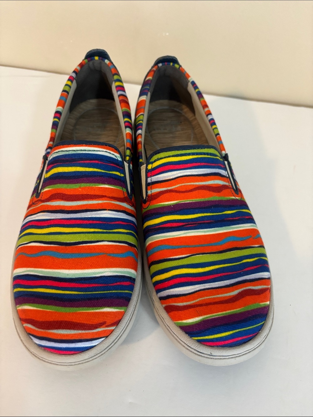 Dansko Belle Colorful Striped Canvas Slip on Sneaker Shoes Size 41 - Picture 4 of 14